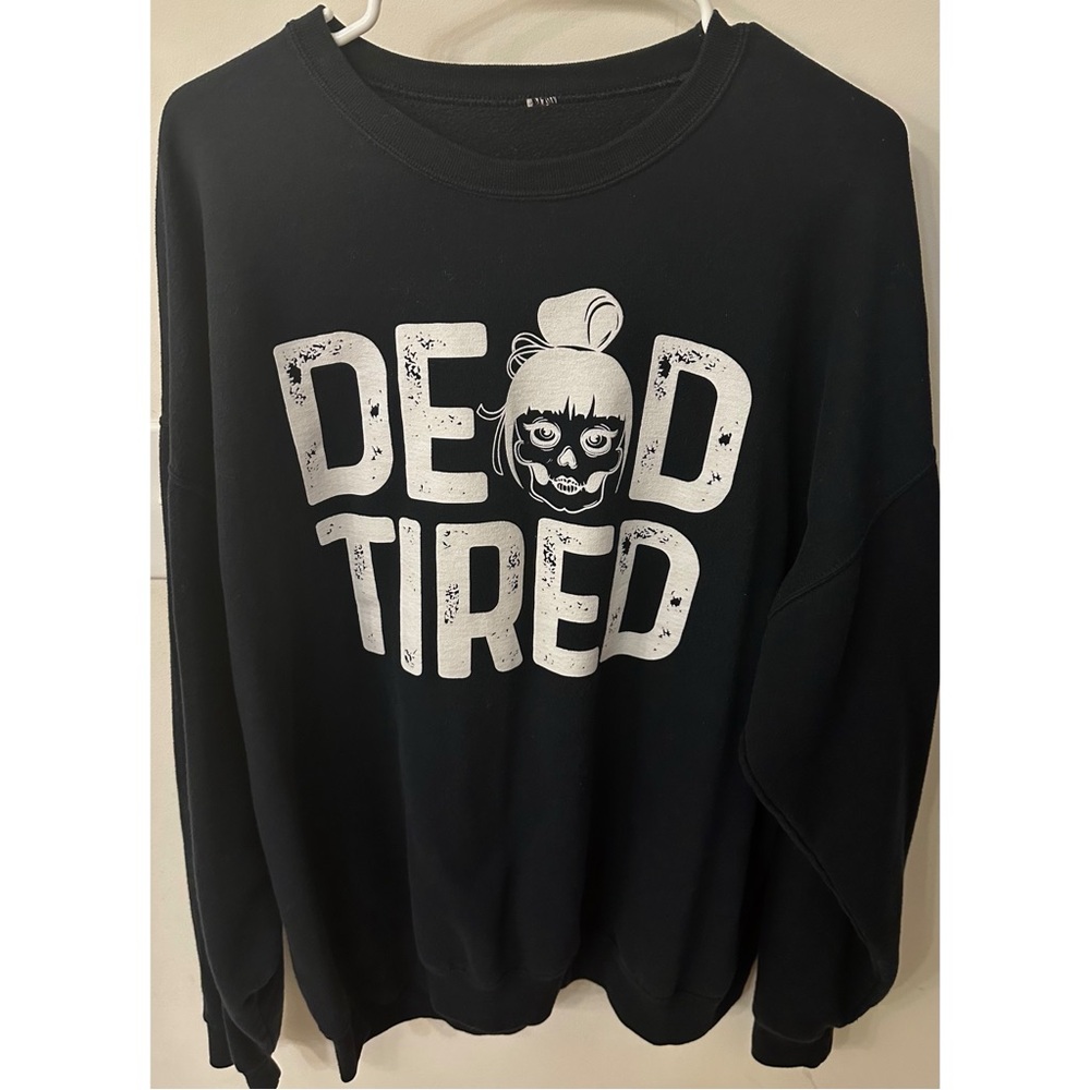 Tired skeleton graphic sweatshirt